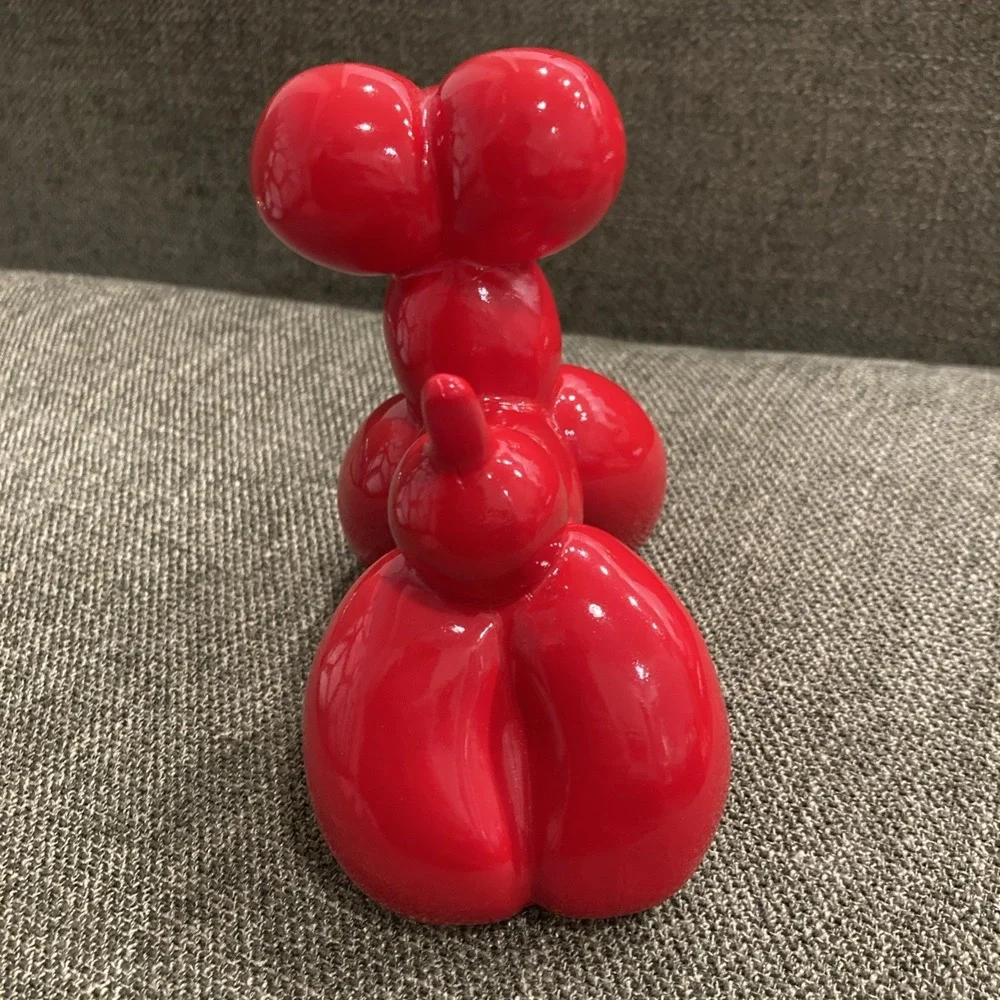 Three Hands Corp Red Balloon Dog Figurine Sculpture – Modern Pop Art Style Décor - Picture 5 of 6